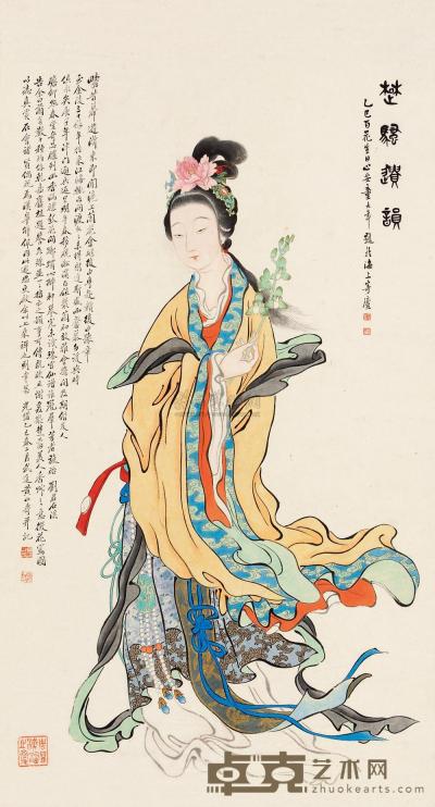 黄山寿 乙巳（1905）年作 花神图 屏轴 147×80cm