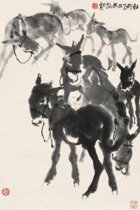 黄胄 己亥（1959）年作 七驴图 镜片