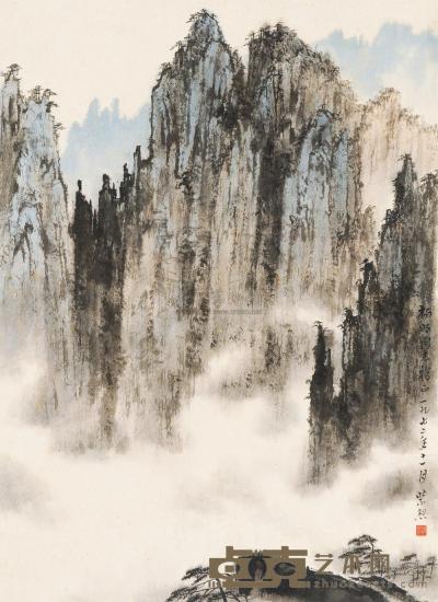 魏紫熙 1972年作 白云青嶂 镜片 54×39cm