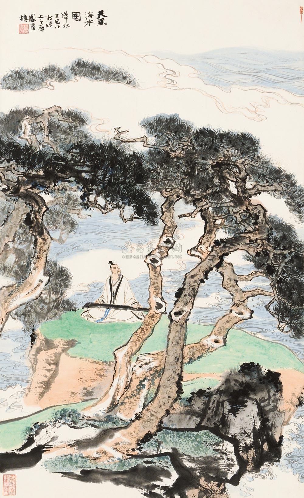 刘旦宅 戊午（1978）年作 天风海水 立轴95×58.5cm