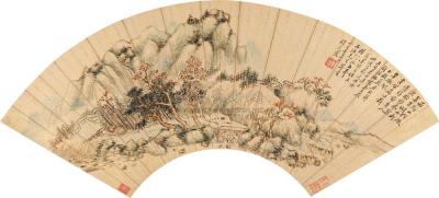 程庭鹭 丁巳（1857）年作 山庄清晓 扇片