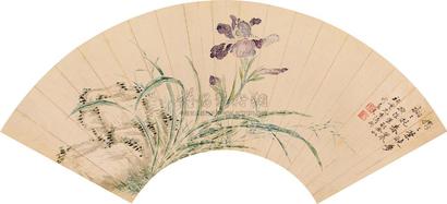方薰 兰丛蕉石 扇轴