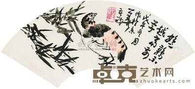 李苦禅 戊午(1978)年作 修竹鹌鹑 扇片 19×52.5cm