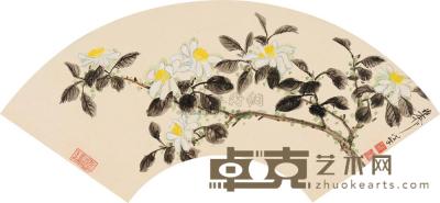 谢稚柳 戊午（1978）年作 枙花清芬 扇片 18.5×52cm