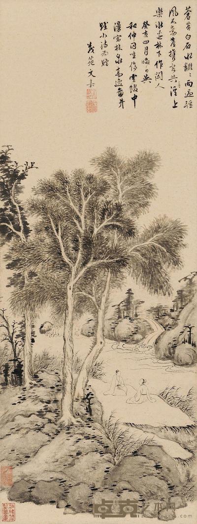 文嘉 癸亥（1563）年作 林泉高逸 立轴 76×29cm