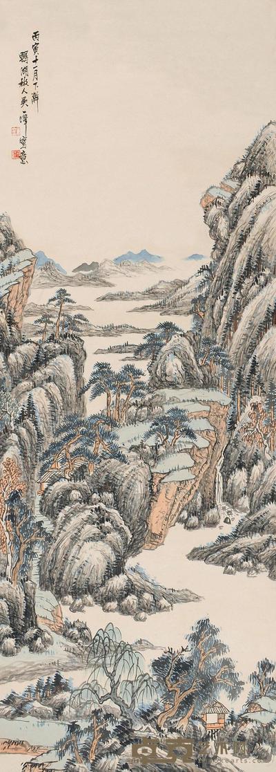 吴一峰 丙寅（1926）年作 林亭幽趣 立轴 143×51cm