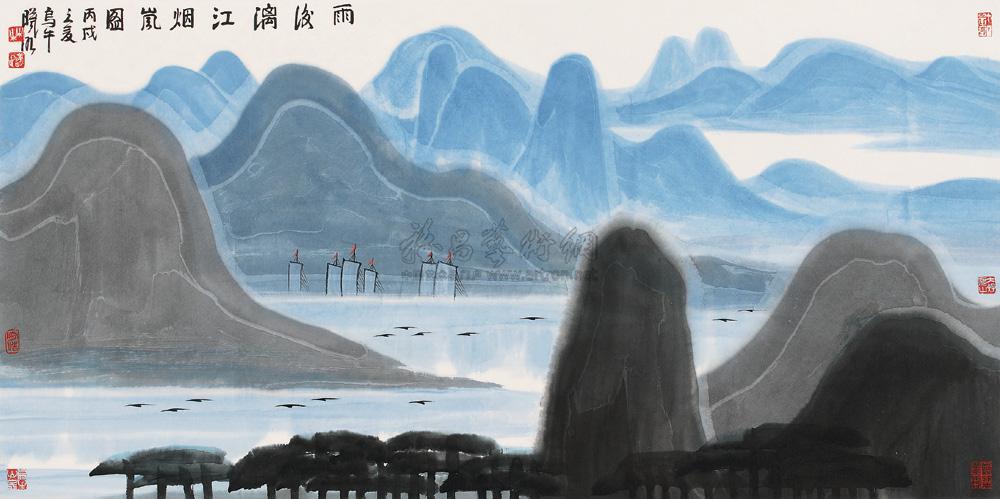 林曦明 丙戌（2006）年作 雨后漓江 镜片68.5×136.5cm