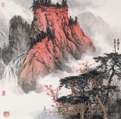 周阳高 庚寅(2010)年作 岳巍松高 镜片 68.5×69.5cm