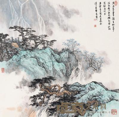 周阳高 庚寅(2010)年作 岩扃泉石 镜片 68.5×68.5cm