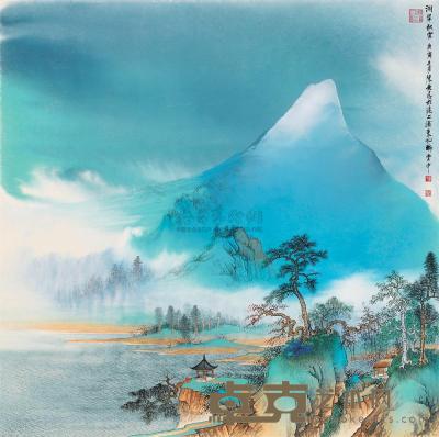 陈无忌 庚寅（2010）年作 湖岸秋云 镜片 66×67cm