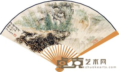 朱梅邨 丙辰(1976)年作 云壑涛声 成扇 18.5×49cm
