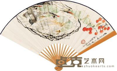 张大壮 庚子(1960)年作 闵鲜图 成扇 18.5×49cm