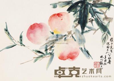 张大壮 辛丑（1961）年作 多寿图 镜片 24×33cm
