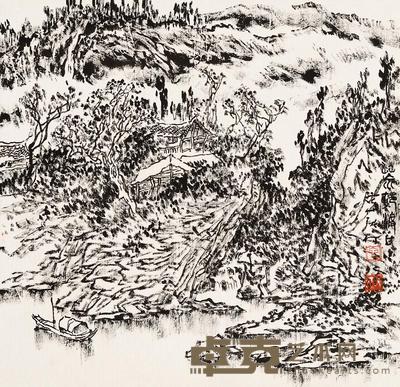 张仃 野村待渡 镜片 49×50.5cm