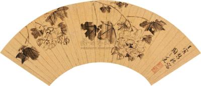 周之冕 壬寅（1602）年作 芙蓉图 扇片