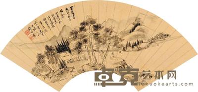 钱维乔 癸亥（1803）年作 坐看云起 扇片 18×51cm