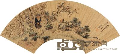 金廷标 乙酉(1765)年作 担花图 扇片 17×53cm
