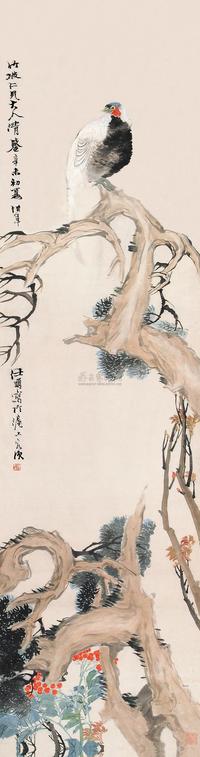 任伯年 辛未（1871）年作 岁寒山禽 立轴