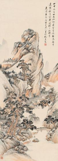 张熊 光绪5年（1879）年作 林壑听泉 立轴