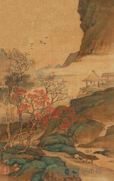 佚名 秋山独坐 镜片 33.5×21cm