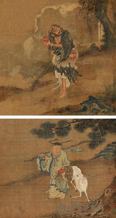 毛益 （款） 神仙图 （两件） 镜片 尺寸不一