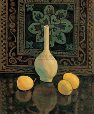 闵希文 1980年作 水果与白花瓶