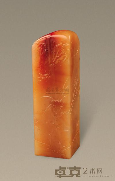 三色高山薄意“和谐”方章 3.9×3.9×13cm