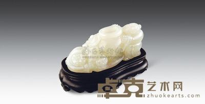 清 白玉雕老翁醉酒水盂 长7.7cm