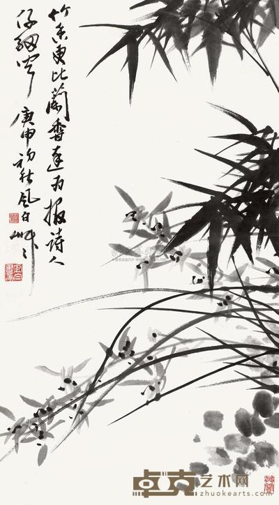 蒋风白 1980年作 兰竹图 镜心 66×36cm