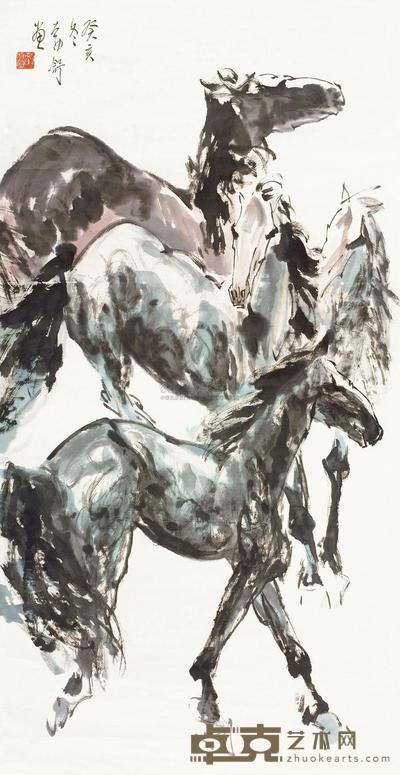 刘勃舒 1983年作 骏马 镜心 130×67cm