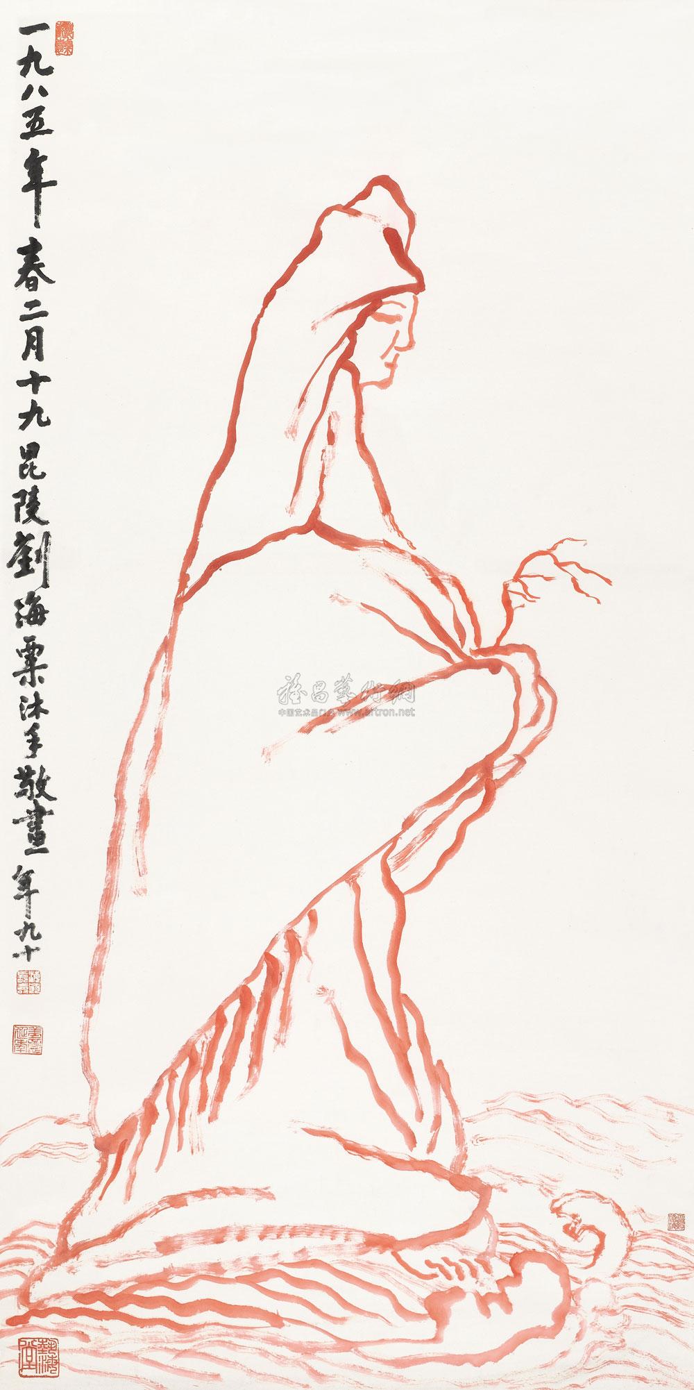 刘海粟 1985年作 观音宝相 立轴136×68cm