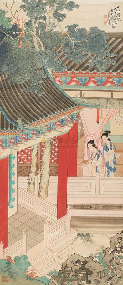 徐操 1936年作 上苑清晓 立轴 122×53cm
