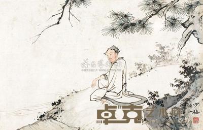 陈少梅 松下高士图 镜心 13.5×20.5cm