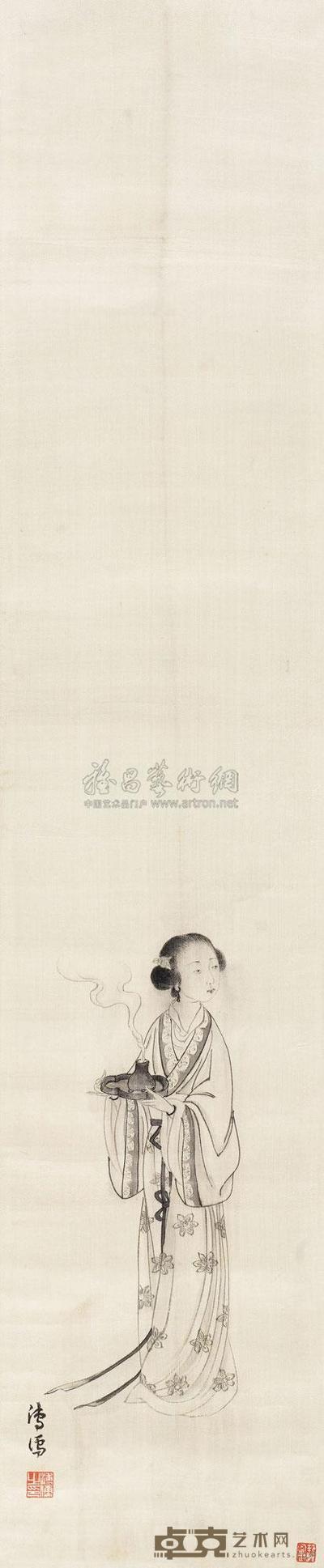 溥儒 仕女图 立轴 83×17cm