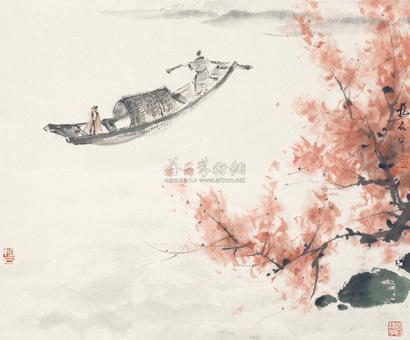 傅抱石 秋江伐舟 立轴