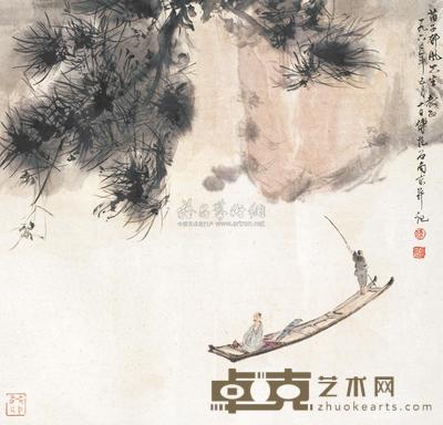 傅抱石 1963年作 泛舟图 镜心 42×44cm