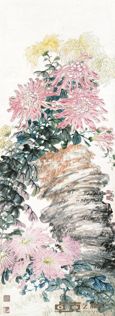 陆抑非 菊石图 立轴 123×45cm