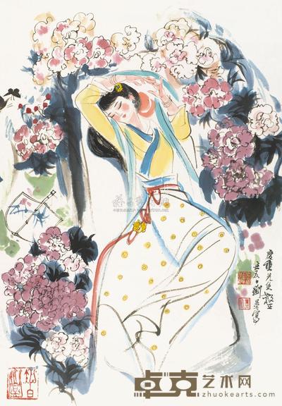 刘旦宅 1985年作 仕女 立轴 63×44cm