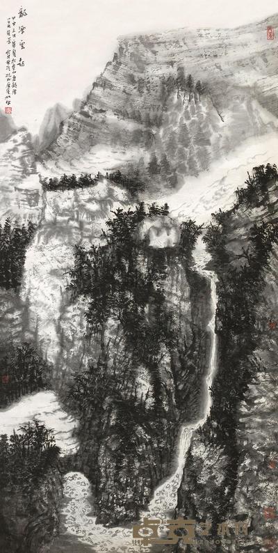 何加林 龙潭云起 镜心 137×68cm