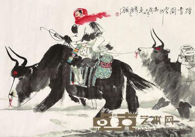 盖茂森 踏雪图 镜心 68×86cm