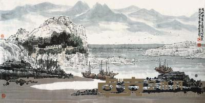 丁宁原 成山渔家 软片 69×138cm