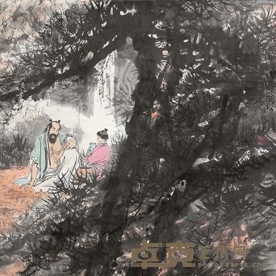 华其敏 听松 镜心 65×65cm