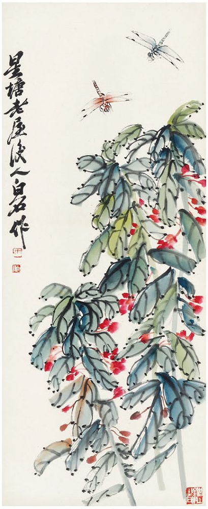 齐白石 花卉100×35cm