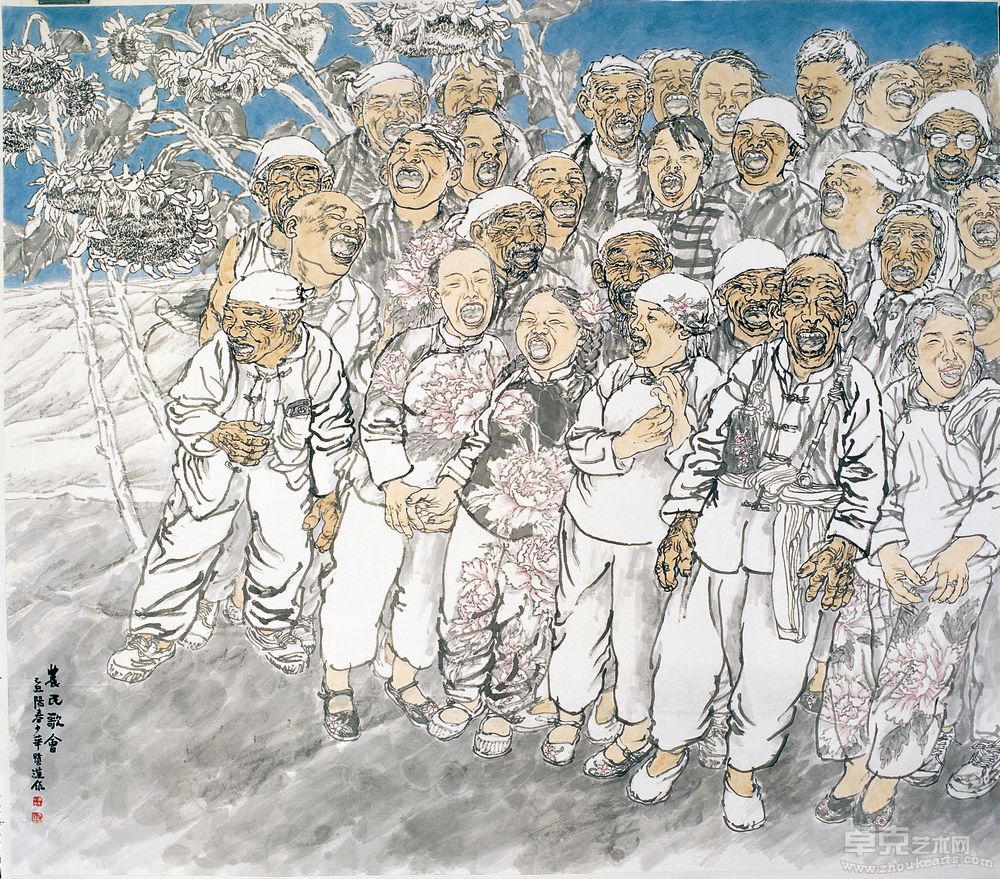 农民歌会（与黄少华合作）200×200cm