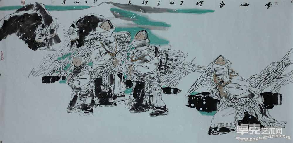 雪山春晖69x137cm