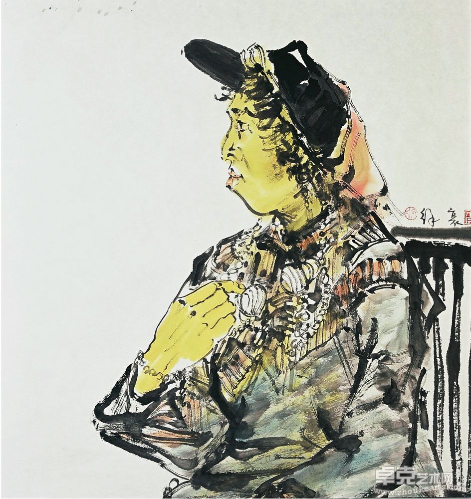 彝族姑娘69x69cm