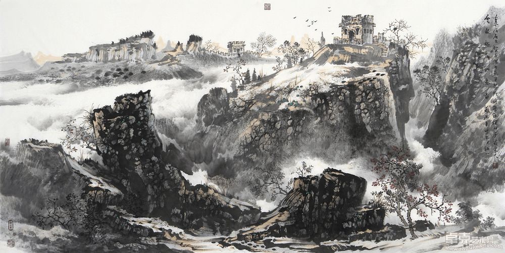云起秋山如画图68cm x 136cm
