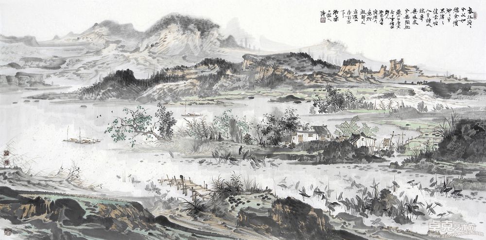 春江淡淡兮水如烟68cm x 136cm
