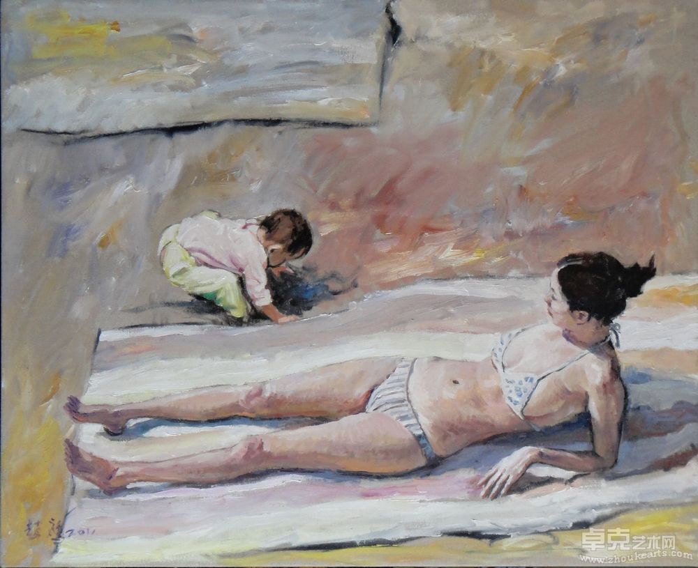 《母子》80cm×100cm