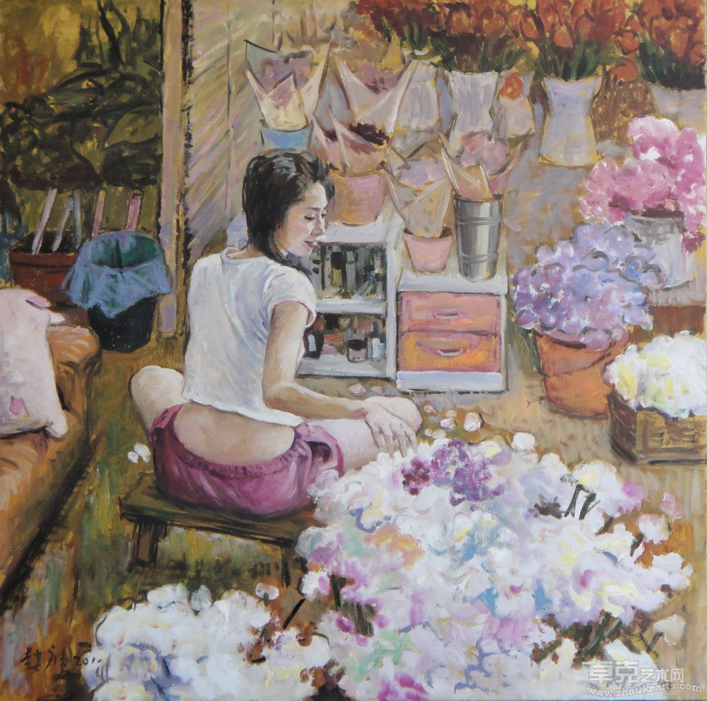 《阳光充足 · 弄花 》100cm×100cm